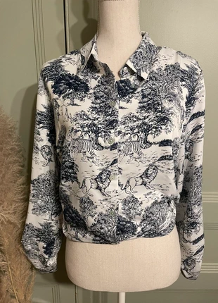 Chemisier fluide manches longues - imprimé animalier - retro chic - taille 42/44, marke: M Collection, zustand: Sehr gut, größe: XL / 42 / 14, 11,90 €, 13,20 € inklusive Vinted-Käuferschutz