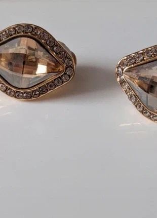 Gold tone Rhinestone clip on earrings, brand: NO LABEL, condition: Good, £2.00, £2.80 includes Buyer Protection Pro