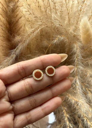 Brown Pearl Edge Stud Earrings, condition: New without tags, £4.50, £5.43 includes Buyer Protection Pro