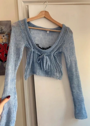 Baby Blue Knit Tie-Front Top, brand: Vintage, condition: Very good, size: XS / 6, £10.00, £11.20 includes Buyer Protection