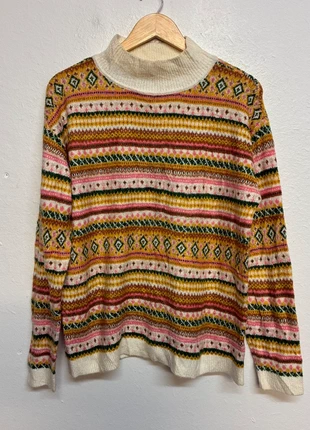 Vintage Talbots Fair Isle Turtleneck Sweater Womens L Cream Multicolour 90s Nordic Knit, brand: Talbots, condition: Very good, size: L / UK 16-18, £18.00, £19.60 includes Buyer Protection
