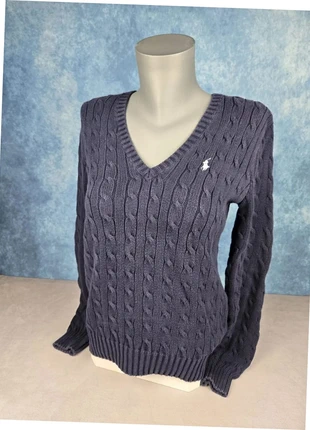 polo ralph lauren pull bleu col v coton cable knit taille M | 26A, merk: Ralph Lauren, staat: Goed, maat: M / 38 / 10, € 32,00, € 34,30 inclusief Kopersbescherming Pro