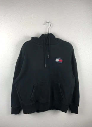 Hoodie Tommy Jeans noir logo drapeau brodé – Taille S – Style streetwear casual, marca: Tommy Jeans, estado: Satisfatório, tamanho: S, €12.00, €13.30 inclui Proteção do Comprador