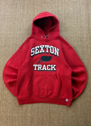 Russell Athletic hoodie rouge à capuche Sexton Track print vintage USA 2000s M homme #0300, brand: Russell Athletic, condizioni: Ottime, taglia: M, €33.27, €35.63 include la Protezione acquisti Pro