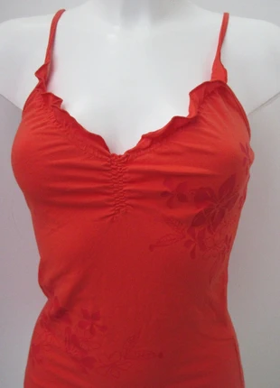 Orange Ruffled Cami Top with Floral Print 🍑, marque: Top Vintage, état: Très bon état, taille: S / 36 / 8, 15,00 €, 16,45 € Protection acheteurs incluse