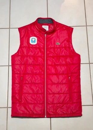 Doudoune Lacoste Jeux Olympiques sans manches full zip rouge logo brodé - M, brand: Lacoste, condition: Very good, size: M, €50.00, €53.20 includes Buyer Protection