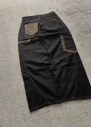 Jean baggy long straight y2k denim noir détails léopard poches cargo couture contrastée taille M, merk: Vintage Dressing, staat: Nieuw zonder prijskaartje, maat: M, € 43,00, € 45,85 inclusief Kopersbescherming