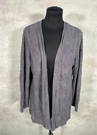 Cardigan Maille Torsadée Cable Knit Vintage Karen Scott gris texturé taille XL, marca: Vintage Dressing, estado: Muito bom, tamanho: XL / 42 / 14, €12.00, €13.30 inclui Proteção do Comprador Pro