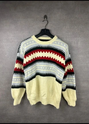 Pull vintage en laine à rayures épaisses beige, rouge et noir taille L, marke: Vintage Dressing, zustand: Sehr gut, größe: L / 40 / 12, 18,00 €, 19,60 € inklusive Vinted-Käuferschutz