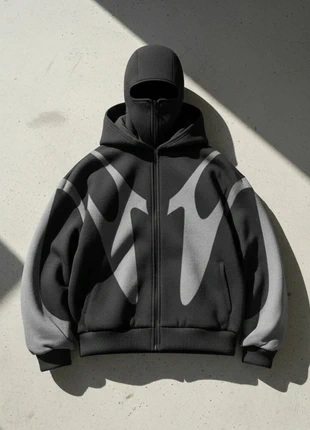 Hoodie noir masque intégré – style streetwear futuriste, marque: ShadowTech District™, état: Très bon état, taille: M, 59,90 €, 63,60 € Protection acheteurs incluse