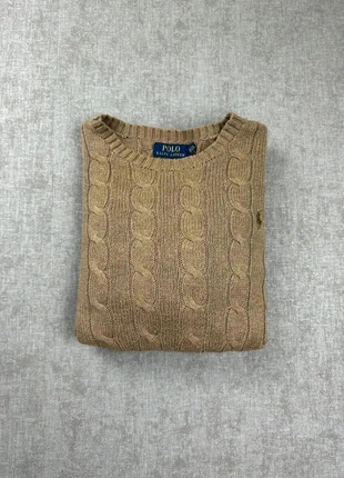Pull Ralph Lauren torsadée | Taille S homme | beige logo marron, marke: Ralph Lauren, zustand: Sehr gut, größe: S / 36 / 8, 60,00 €, 63,70 € beinhaltet Vinted-Käuferschutz Pro
