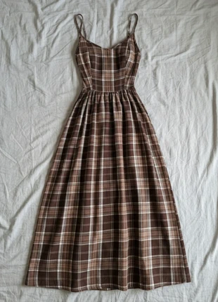 Robe Longue Marron Carreaux Bretelles Vintage Cottagecore, marca: Vintage Dressing, estado: Muito bom, tamanho: M / 38 / 10, €49.99, €53.19 inclui Proteção do Comprador