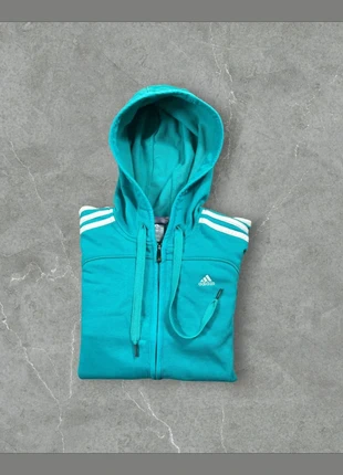 Pull a capuche avec zip Adidas bleu clair logo brodé blanc - S homme, brand: adidas, condition: Very good, size: S, €17.00, €18.55 includes Buyer Protection Pro