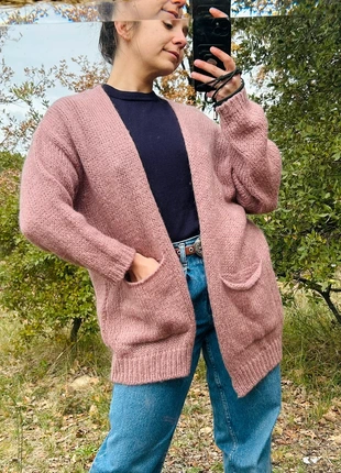 Gilet long en mohair rose poudré – Linvosges – Taille 36/38, merk: Linvosges, staat: Heel goed, maat: M / 38 / 10, € 29,00, € 31,15 inclusief Kopersbescherming