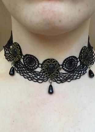 Black Lace Choker with Jewels, brand: Choker, condition: Very good, £3.50, £4.38 includes Buyer Protection