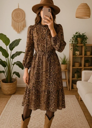 Très belle robe longue mango taille 38 neuve motifs serpents beige et marron, marque: Mango, état: Neuf sans étiquette, taille: M / 38 / 10, 24,95 €, 26,90 € Protection acheteurs (Pro) incluse