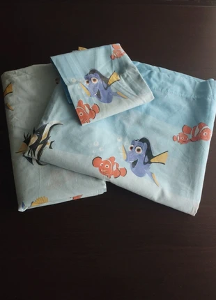 2 lençóis, azul, Nemo, estado: Muito bom, tamanho: Solteiro (135-150 cm x 200-220 cm), €10.00, €11.20 inclui Proteção do Comprador