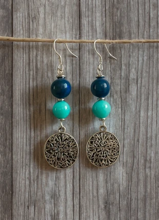 Orecchini artigianali con pietre naturali blu e turchesi – Ganci in argento, marque: Stelle & Silenzi, état: Neuf sans étiquette, 14,00 €, 15,40 € Protection acheteurs incluse