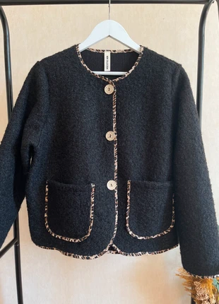 Veste tendance texturé détails léopard noire, brand: veste tendance, condition: Very good, size: M / 38 / 10, €24.99, €26.94 includes Buyer Protection Pro