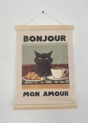 Toile imprimée 30x40cm neuve "chat noir", affiche, poster, plaque métal, condition: New, €9.00, €10.15 includes Buyer Protection