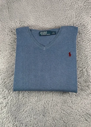 Pull Col V Polo Ralph Lauren Sweater coton | Bleu Chiné Logo Brodé | Taille S 00636, marke: Ralph Lauren, zustand: Sehr gut, größe: S, 25,00 €, 26,95 € beinhaltet Vinted-Käuferschutz Pro