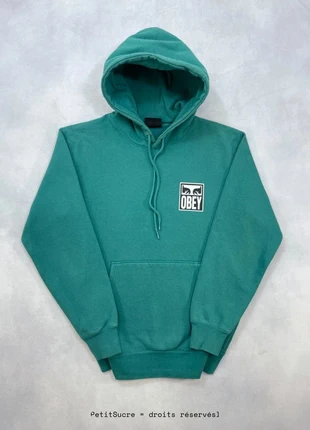 Pull Obey Vert imprimé coupe Large Hoodie Oversize Sweatshirt - Taille S #1215, marca: Obey, estado: Muy bueno, tamaño: S, 49,00 €, 52,15 € Protección al comprador Pro incluida