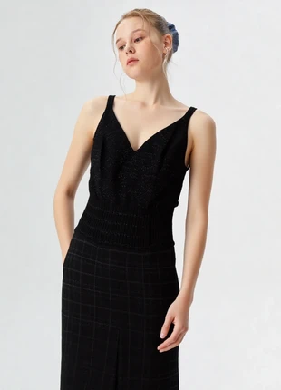 Bottega Veneta – Vestido midi de punto con destellos y falda cuadros (Talla IT 42 · pieza exclusiva), marca: Bottega Veneta, estado: Muy bueno, tamaño: M / 38 / 10, 233,00 €, 245,35 € Protección al comprador incluida