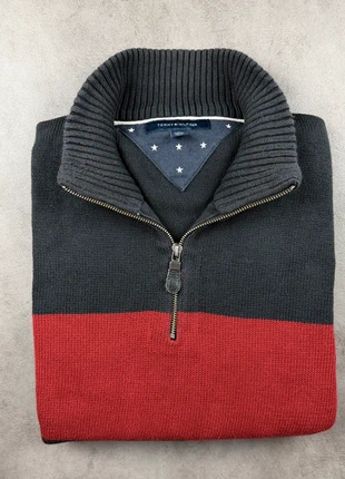 Pull Tommy Hilfiger Half zip 1/4 zip col camionneur Noir / Rouge logo brodé Taille XL #B001 - 252, merk: Tommy Hilfiger, staat: Veelgebruikt, maat: XL, € 19,50, € 21,18 inclusief Kopersbescherming