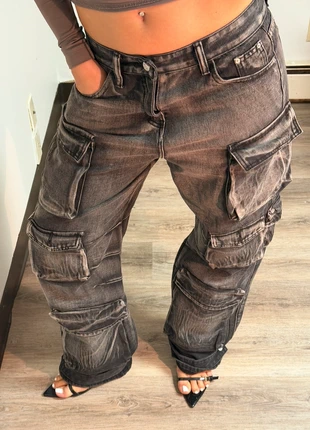 Y2K Washed Black Multi-Pocket Cargo Jeans, brand: Made In Italy, condition: Very good, size: S / UK 8-10, £22.67, £24.50 includes Buyer Protection