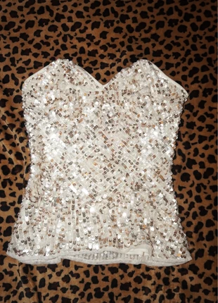 Gold sequin y2k bandeau top, brand: Vintage Dressing, condition: Good, size: M / UK 12-14, £12.00, £13.30 includes Buyer Protection