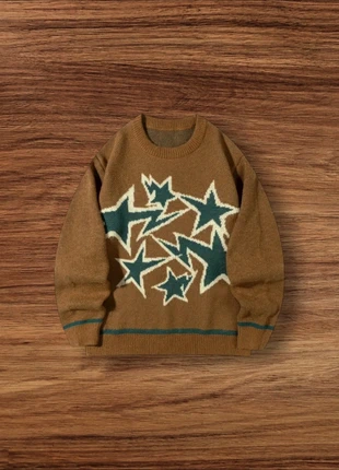 Pull Vintage Y2K Motifs Étoiles Marron Taille XL - Américain Old School USA 90s Streetwear, marke: Aesthetic, zustand: Sehr gut, größe: XL, 54,90 €, 58,35 € inklusive Vinted-Käuferschutz