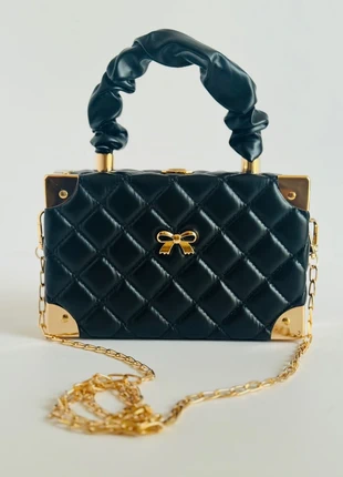 Elegant Quilted Mini Box Bag with Gold Corners & Chain Strap, brand: NO LABEL, condition: New without tags, £21.00, £22.75 includes Buyer Protection Pro