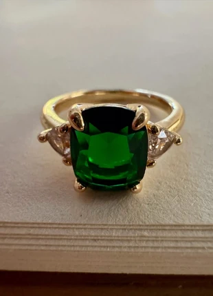 💚 Bague dorée strass vert émeraude, condizioni: Nuovo senza cartellino, taglia: 17,3 mm Ø / 14,5, €12.50, €13.83 include la Protezione acquisti