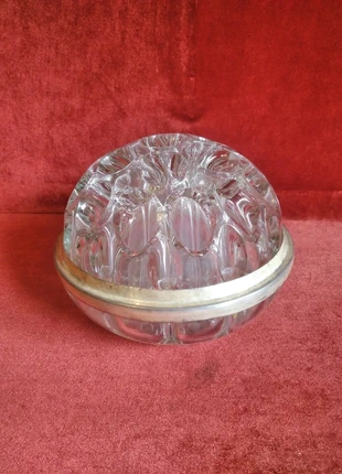 Pique-fleurs ancien en verre cerclé métal argenté – 19 trous, très bon état, brand: pas de marque, condition: Very good, €25.00, €26.95 includes Buyer Protection