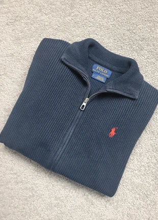 Pull zip Ralph Lauren Homme vintage | Marine - Logo rouge | S/M | 100% coton | 253-16, marca: Ralph Lauren, estado: Muito bom, tamanho: S, €34.90, €37.35 inclui Proteção do Comprador