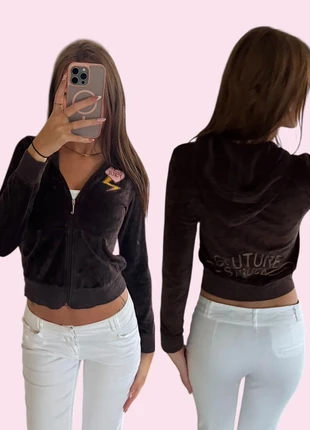 Authentic Juicy Couture 2000s Velour Zip Hoodie – Chocolate Brown – Vintage Y2K, merk: Juicy Couture, staat: Heel goed, maat: S / 36 / 8, € 39,50, € 42,18 inclusief Kopersbescherming