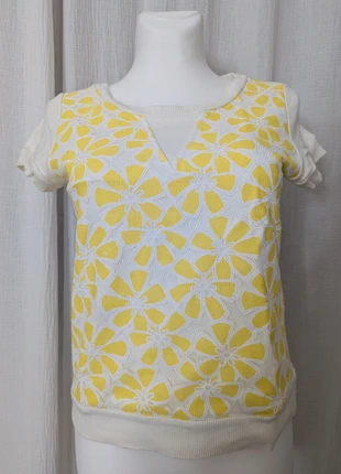Pull T-shirt jaune à fleurs – La Redoute – Taille 34/36 – Très bon état, marque: La Redoute, état: Très bon état, taille: S / 36 / 8, 8,00 €, 9,10 € Protection acheteurs incluse