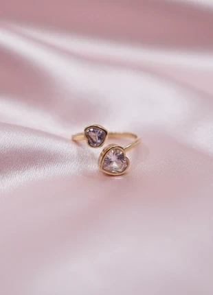 Bague ajustable en acier inoxydable – Avec pierres coeurs roses, marque: Fantaisie, état: Neuf sans étiquette, taille: Ajustable, 2,50 €, 3,33 € Protection acheteurs incluse