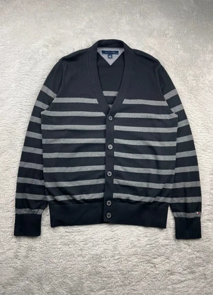 Pull Cardigan / Gilet - Tommy Hilfiger - Couleur Noir rayé Gris logo brodé - Taille L Homme, brand: Tommy Hilfiger, condizioni: Ottime, taglia: L, €24.90, €26.85 include la Protezione acquisti Pro