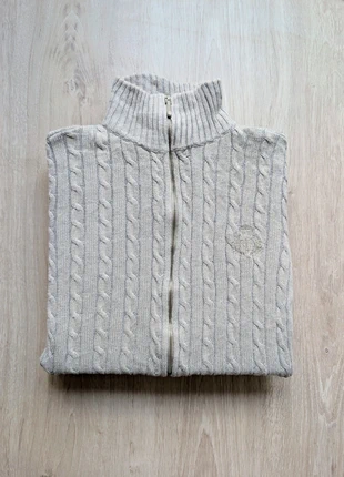 Pull torsadé / tressé Ralph Lauren full zip couleur gris clair taille M, marque: Ralph Lauren, état: Bon état, taille: M / 38 / 10, 43,00 €, 45,85 € Protection acheteurs incluse