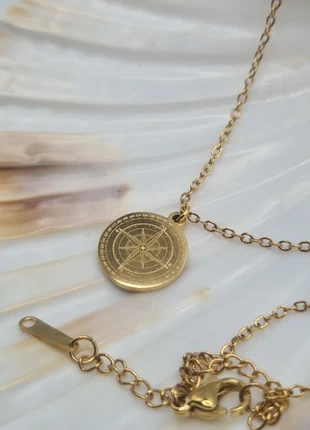 18K Gold Plated Compass Coin Pendant Necklace, brand: Wolf & Badger, condition: New without tags, £18.00, £19.60 includes Buyer Protection