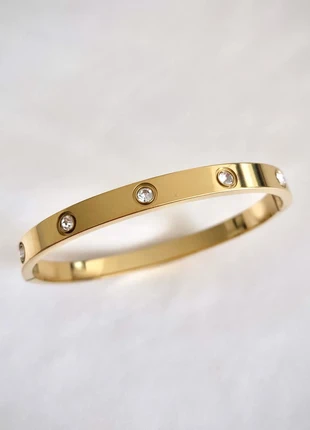 Bracelet jonc | acier inoxydable doré et zircons | bijoux chic femmes, brand: Inconnu, condition: New without tags, €9.90, €11.10 includes Buyer Protection