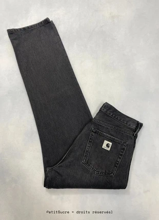 Jean Carhartt wip Gris Noir Large Droit taille Haute modèle W' Noxon Pant Denim - Taille S w27 #1125, brand: Carhartt, condition: Very good, size: S / 36 / 8, €49.00, €52.15 includes Buyer Protection Pro