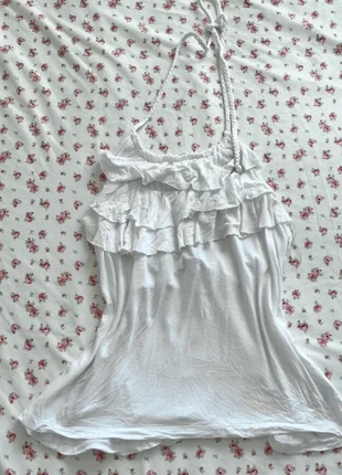White ruffle halter top, merk: Banana Republic, staat: Veelgebruikt, maat: XS / 34 / 6, € 2,00, € 2,80 inclusief Kopersbescherming