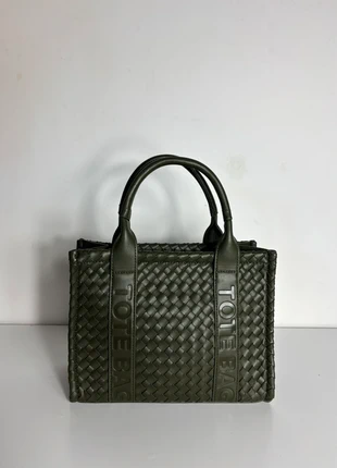 Sac à main cabas tressé vert kaki – effet cuir rigide élégant – Tote Bag neuf avec étiquette, marque: Boutique Italiana, état: Neuf sans étiquette, 32,90 €, 35,25 € Protection acheteurs incluse