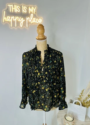Blouse fleurie manches longues noir et jaune taille M ZARA, brand: Zara, condition: Very good, size: M / 38 / 10, €8.00, €9.10 includes Buyer Protection Pro