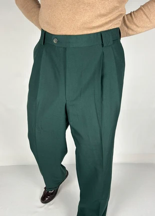 Pantalon de costume à double pinces mélange laine vert forêt - coupe droite | taille fr50, marque: Vintage Dressing, état: Très bon état, taille: W40 | FR 50, 29,90 €, 32,10 € Protection acheteurs (Pro) incluse