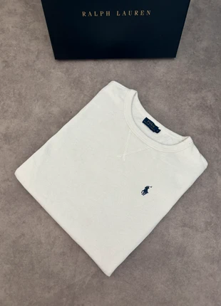 Sweat Ralph Lauren blanc logo bleu marine femme taille S, brand: Ralph Lauren, condizioni: Ottime, taglia: S / IT 40 / EU 36, €50.00, €53.20 include la Protezione acquisti