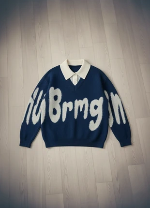 Pull Marin Col Polo Tricot Oversize Bleu et Crème, brand: Vintage Dressing, condition: Very good, size: M, €55.00, €58.45 includes Buyer Protection