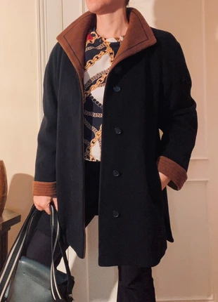 Manteau Vintage 100% Laine Vierge – Noir et Marron – Élégant et Classique, marca: Vintage Dressing, estado: Muito bom, tamanho: M / 38 / 10, €55.00, €58.45 inclui Proteção do Comprador